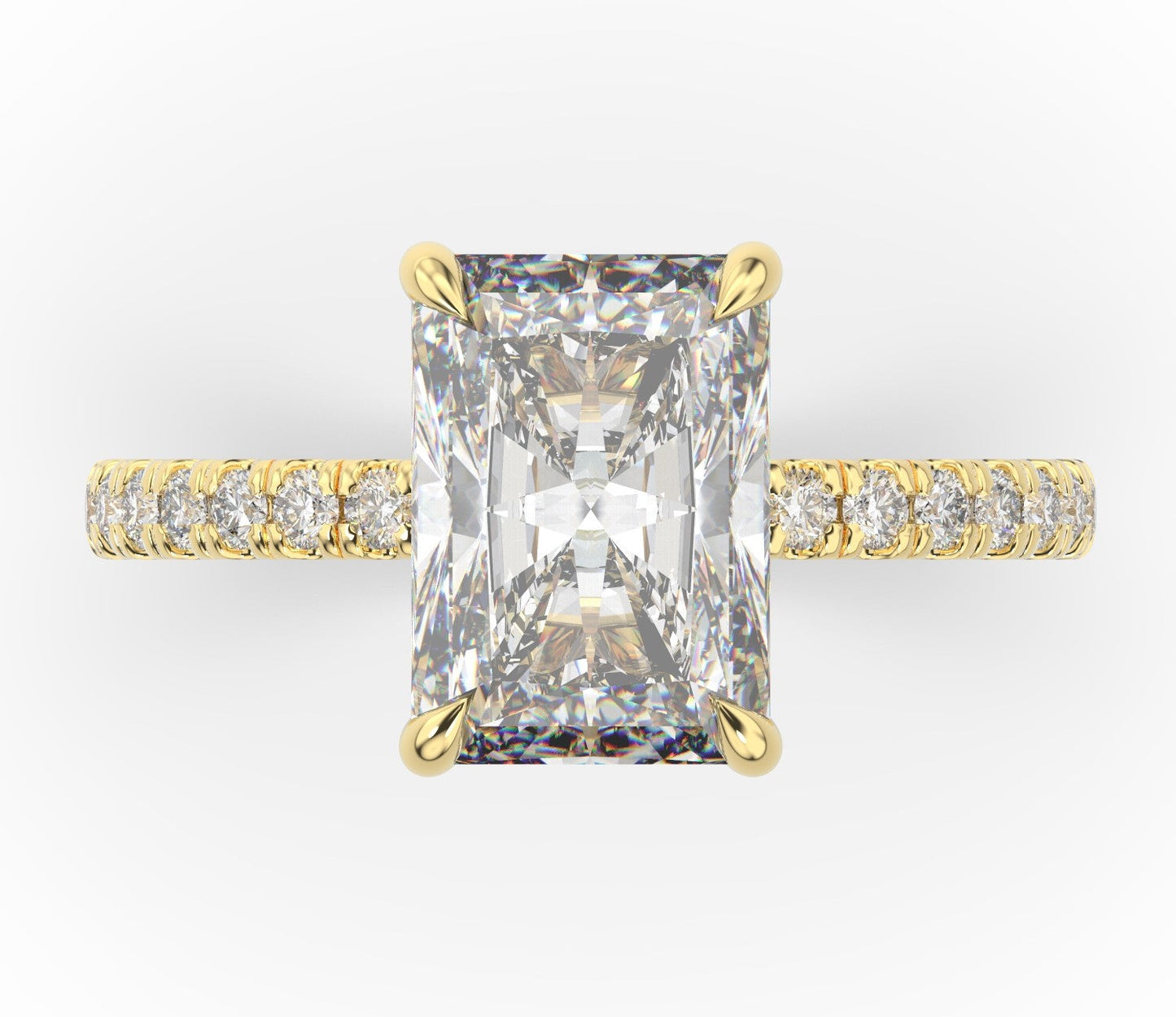 Radiant Yellow Gold Claw Set Style Engagement Ring