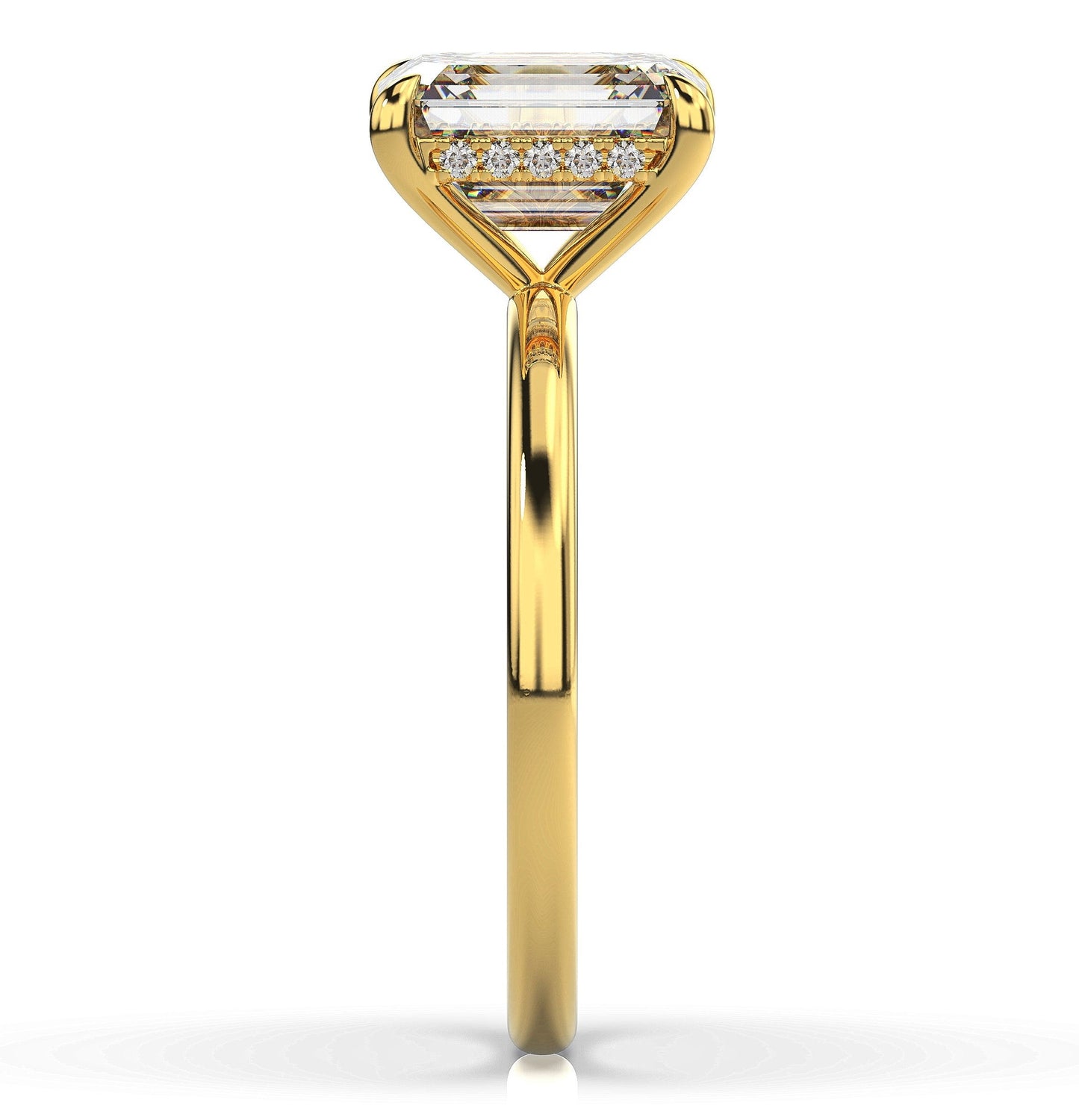 Emerald Yellow Gold Hidden Halo Solitaire Engagement Ring