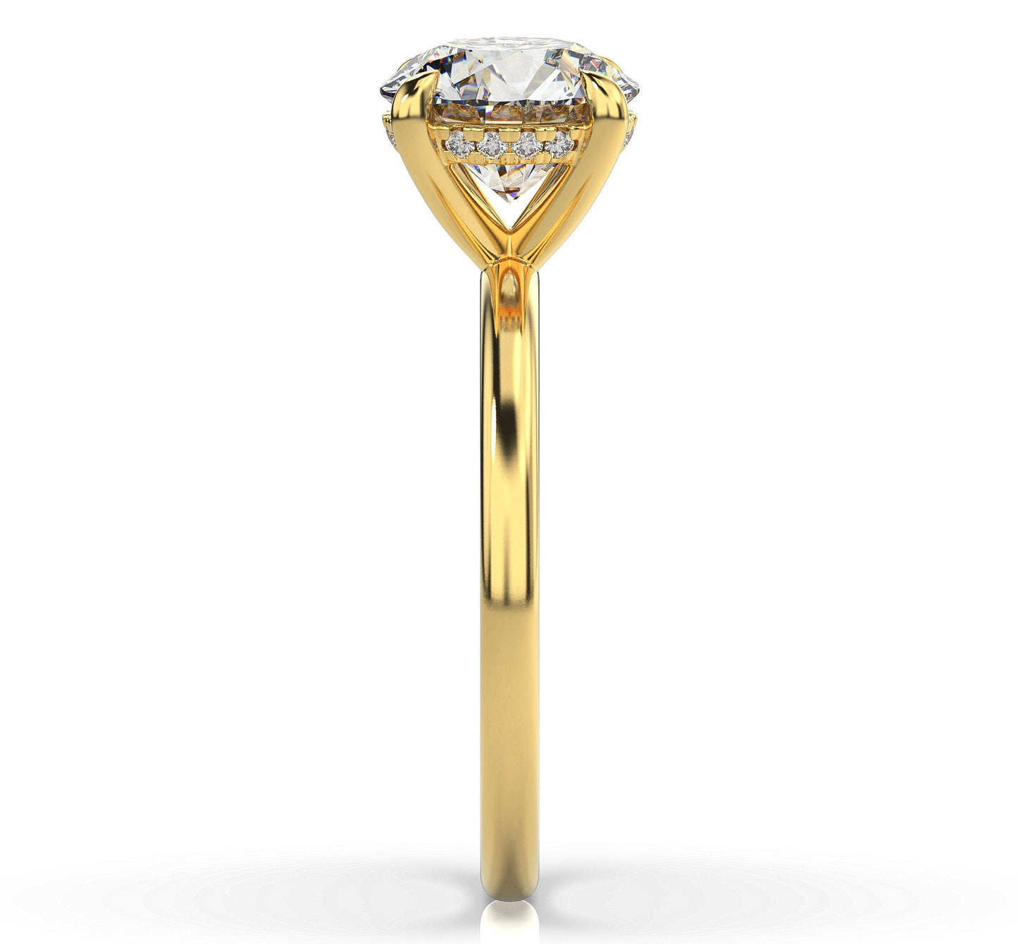 Round Brilliant Yellow Gold Hidden Halo Solitaire Engagement Ring