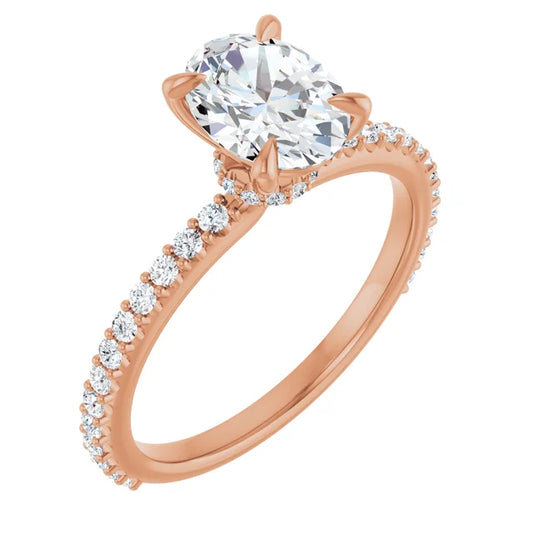 Oval Rose Gold Claw Set Style Engagement Ring