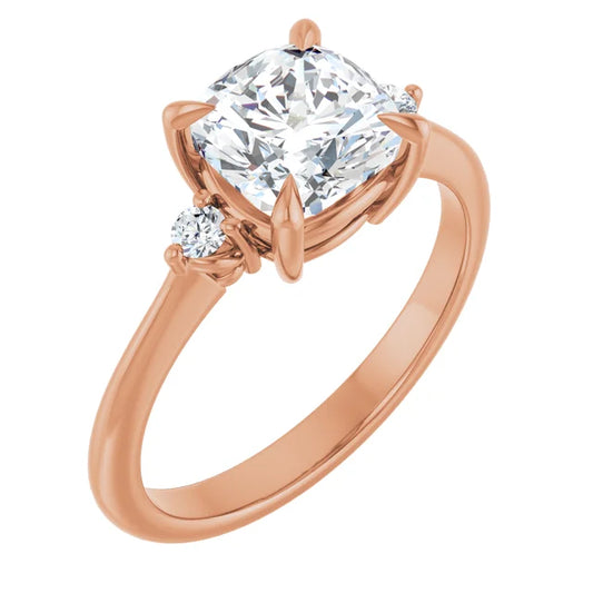 Cushion Rose Gold Accent Engagement Ring