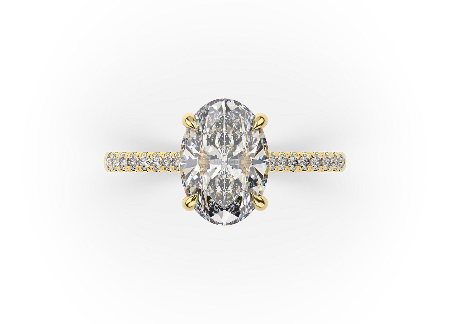 Oval Yellow Gold Hidden Halo Engagement Ring