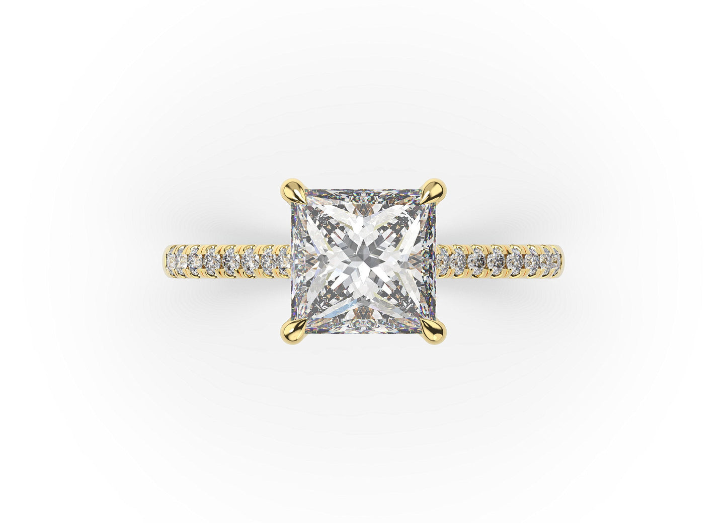 Princess Yellow Gold Hidden Halo Engagement Ring
