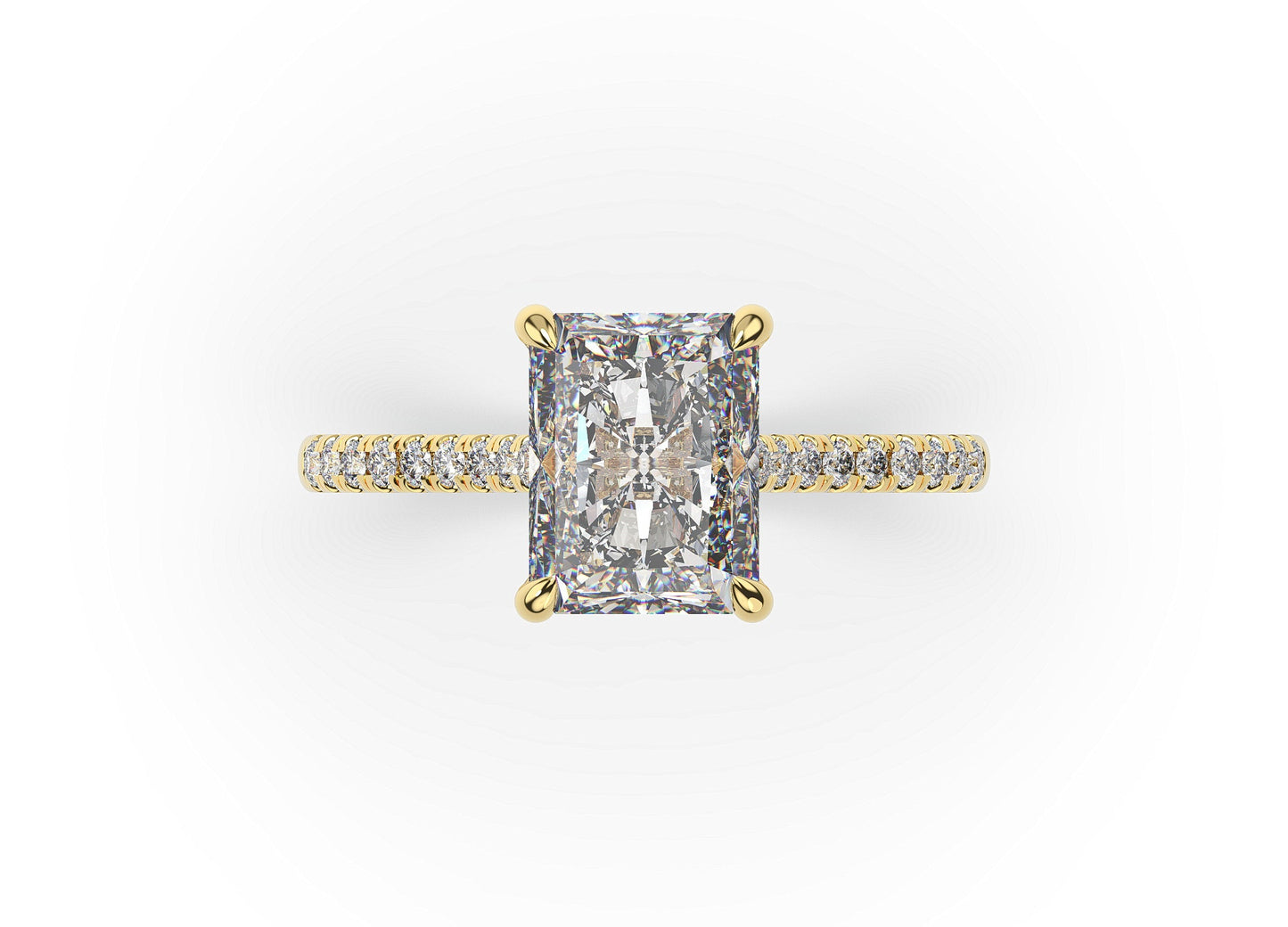 Radiant Yellow Gold Hidden Halo Engagement Ring