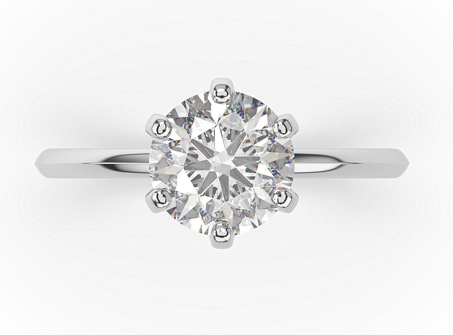 Round Brilliant White Gold Six Claw Solitaire Engagement Ring