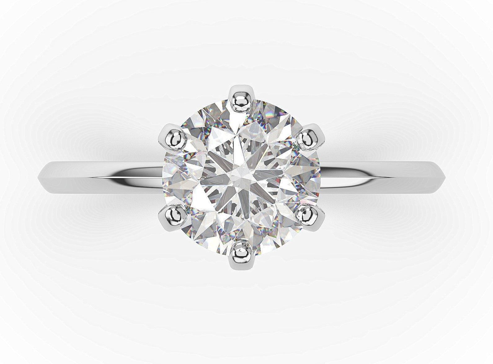 Round Brilliant White Gold Six Claw Solitaire Engagement Ring