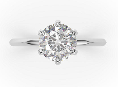 Round Brilliant White Gold Six Claw Solitaire Engagement Ring