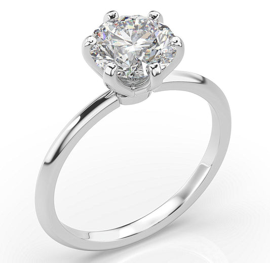 Round Brilliant White Gold Six Claw Solitaire Engagement Ring