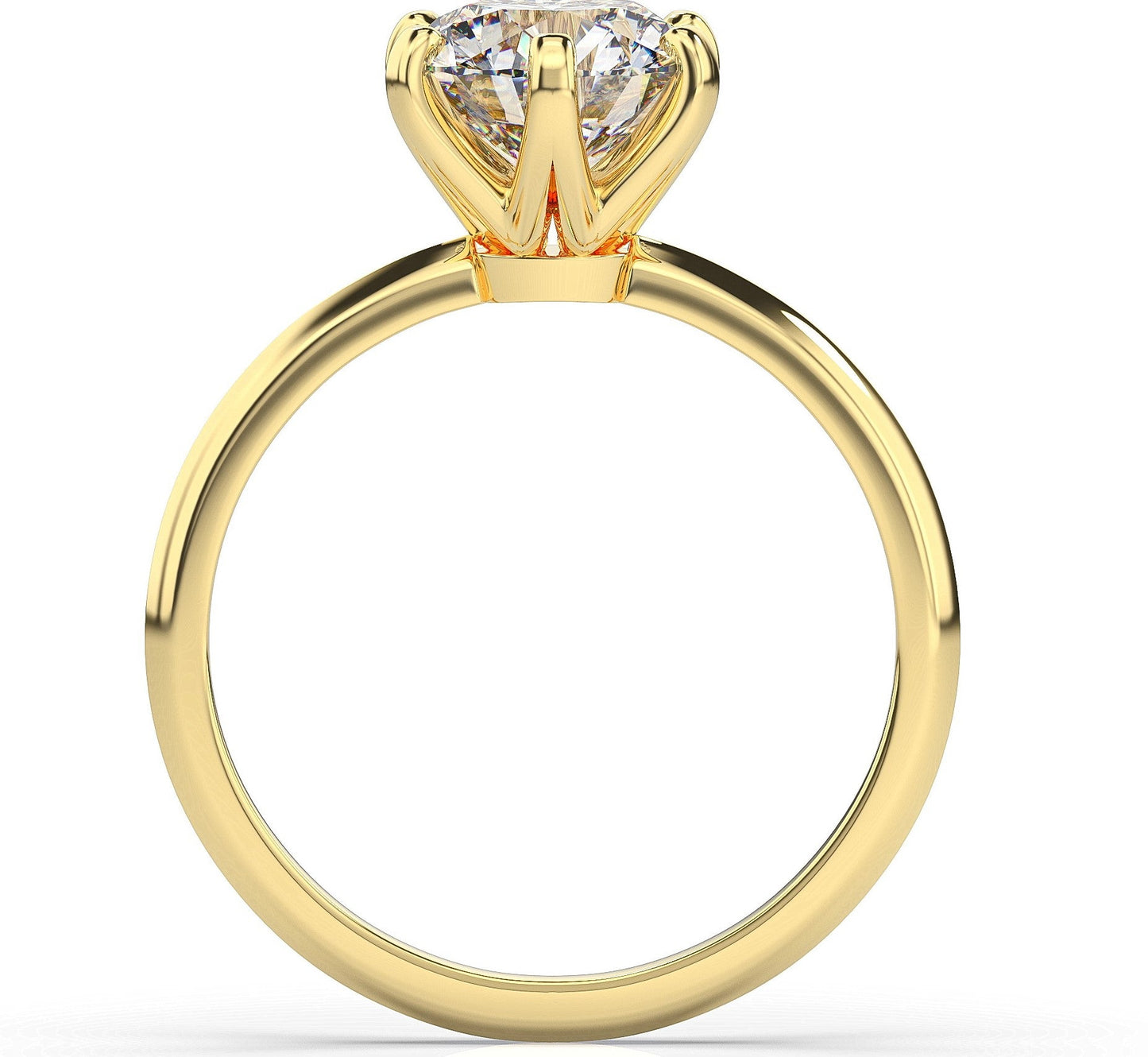 Round Brilliant Yellow Gold Six Claw Solitaire Engagement Ring