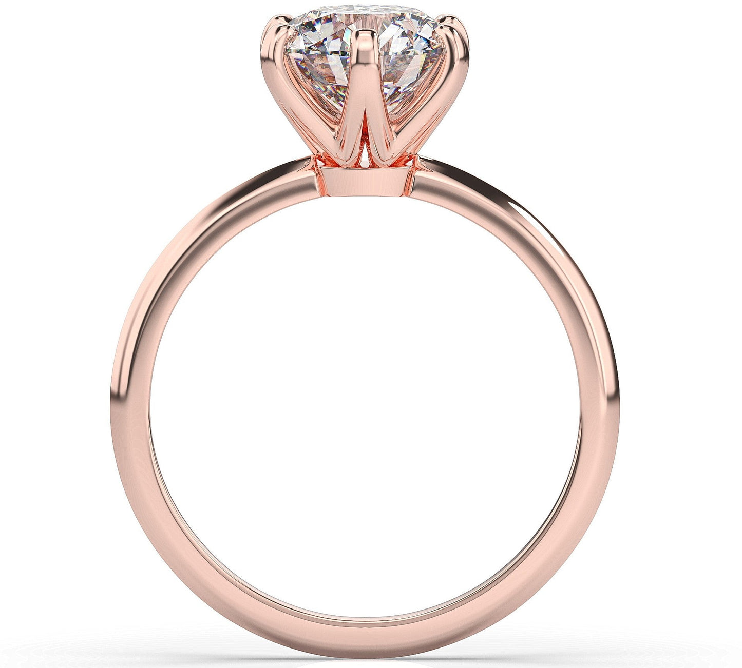 Round Brilliant Rose Gold Six Claw Solitaire Engagement Ring