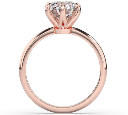 Round Brilliant Rose Gold Six Claw Solitaire Engagement Ring