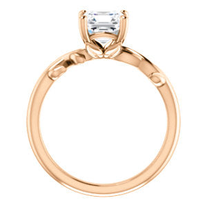 Asscher Solitaire Leaf Design Engagement Ring