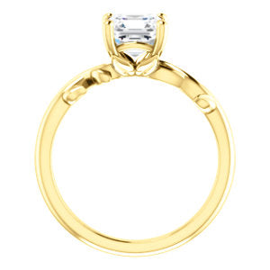 Asscher Solitaire Leaf Design Engagement Ring