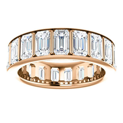 5.70ct Emerald Channel Set Moissanite Eternity Band - I Heart Moissanites