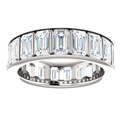 5.70ct Emerald Channel Set Moissanite Eternity Band - I Heart Moissanites