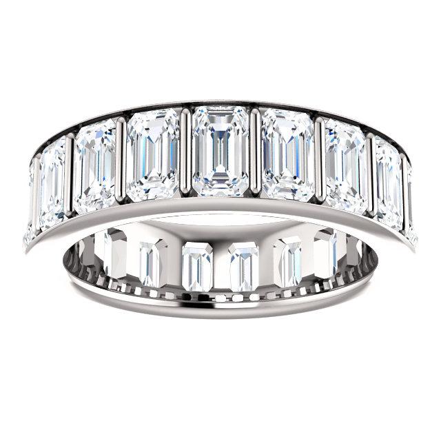 5.70ct Emerald Channel Set Moissanite Eternity Band - I Heart Moissanites