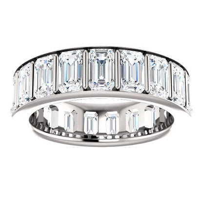 5.70ct Emerald Channel Set Moissanite Eternity Band - I Heart Moissanites