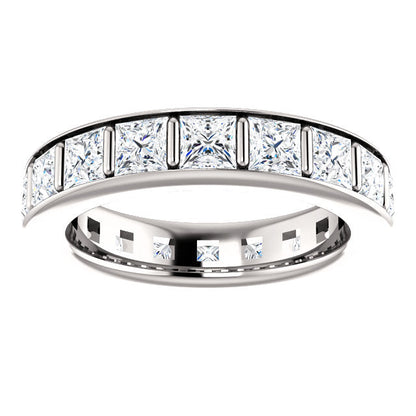 5.40ct Princess Channel Set Moissanite Eternity Band - I Heart Moissanites