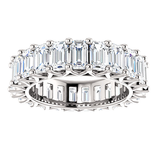 6.90ct Emerald Moissanite Eternity Band - I Heart Moissanites