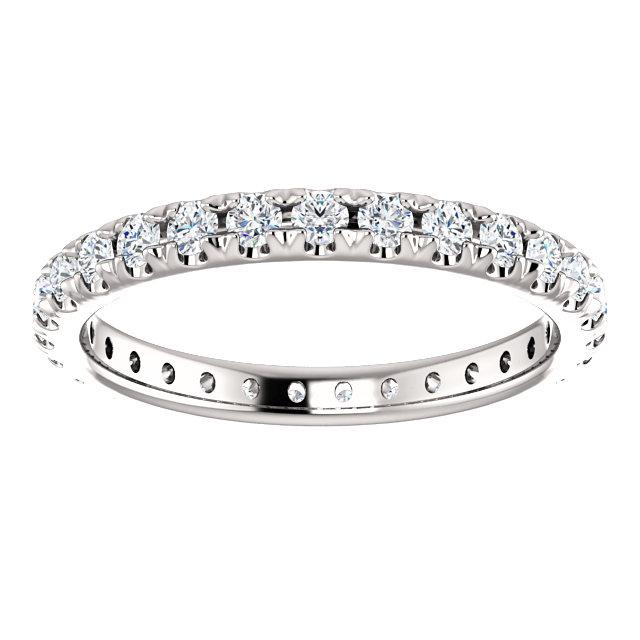 Round Brilliant French Set Moissanite Eternity Band - I Heart Moissanites
