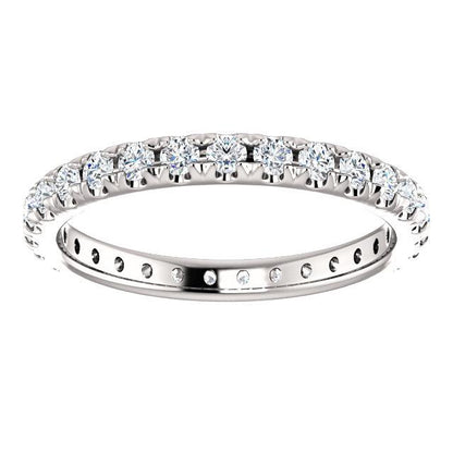 Round Brilliant French Set Moissanite Eternity Band - I Heart Moissanites