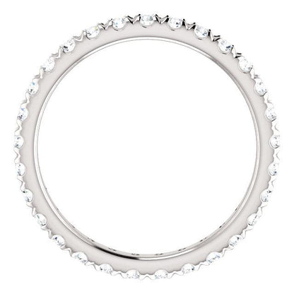 Round Brilliant French Set Moissanite Eternity Band - I Heart Moissanites