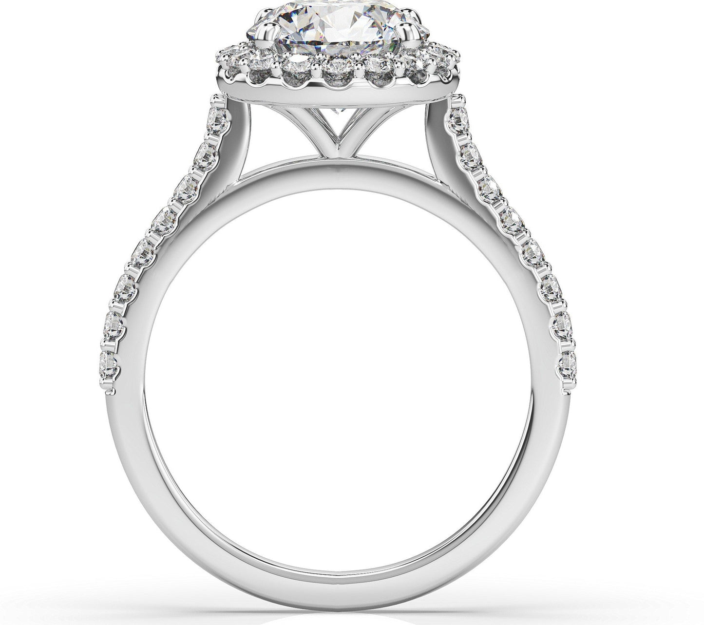 Round Brilliant White Gold Halo Style Engagement Ring 
