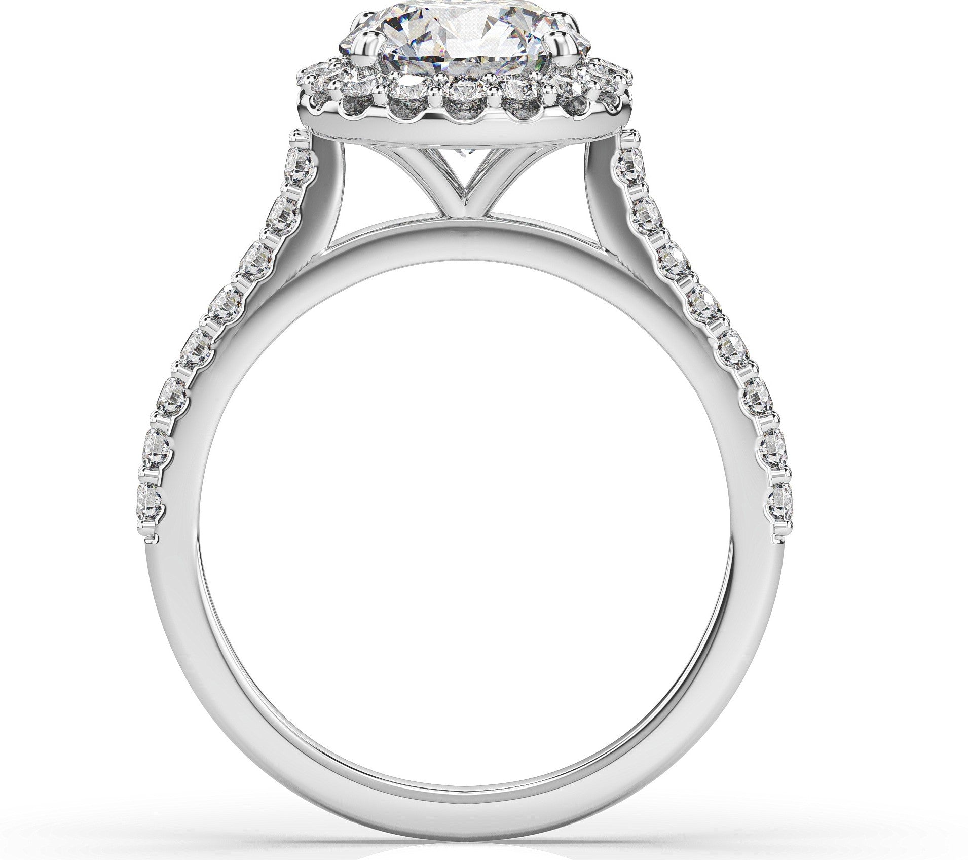 Round Brilliant White Gold Halo Style Engagement Ring 