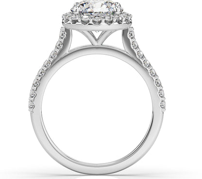 Round Brilliant White Gold Halo Style Engagement Ring 