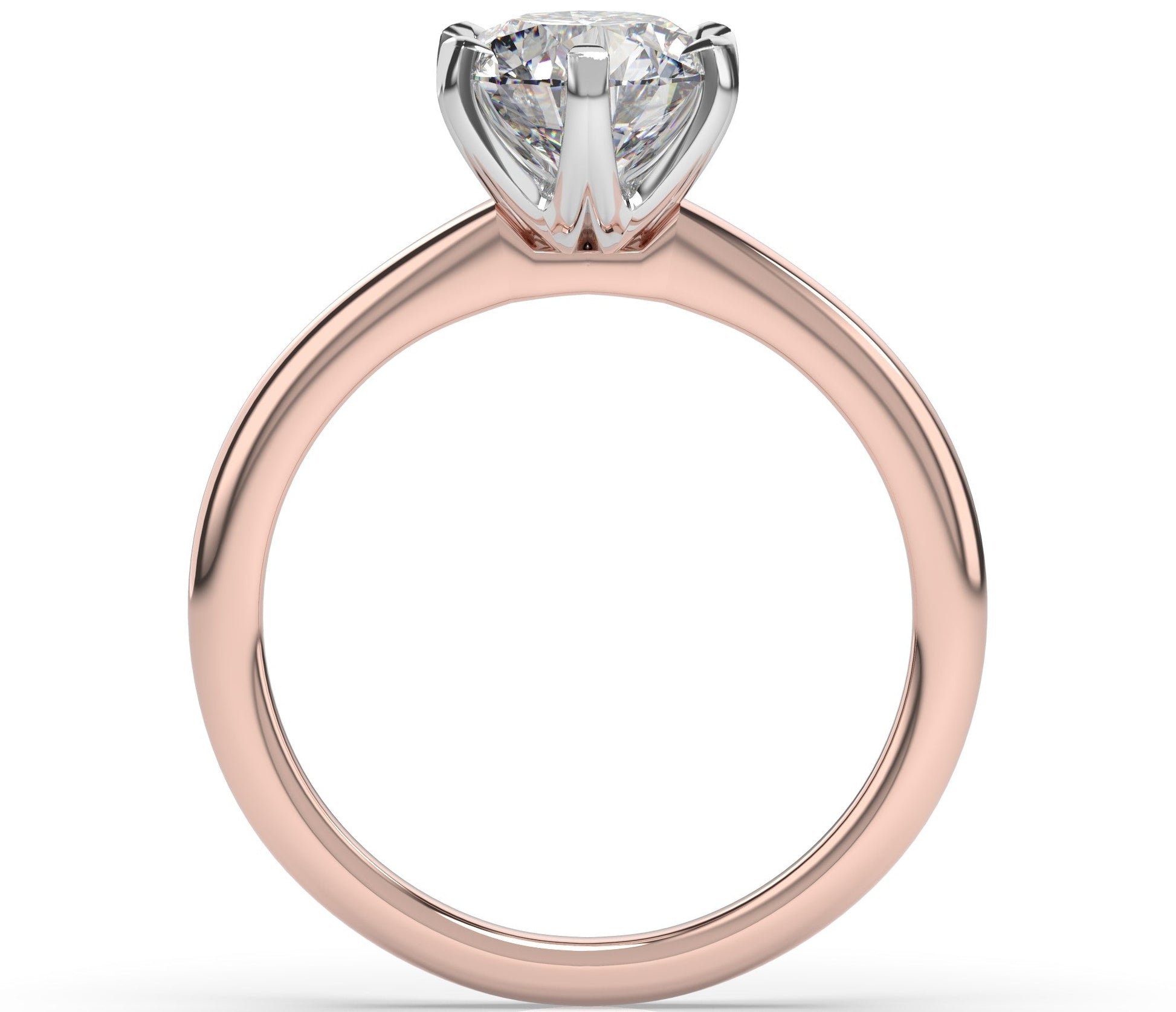 Six Claw White & Rose Gold Round Brilliant Solitaire Engagement Ring