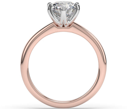Six Claw White & Rose Gold Round Brilliant Solitaire Engagement Ring