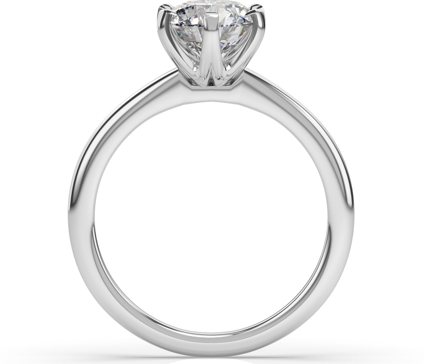 Six Claw White Gold Round Brilliant Solitaire Engagement Ring