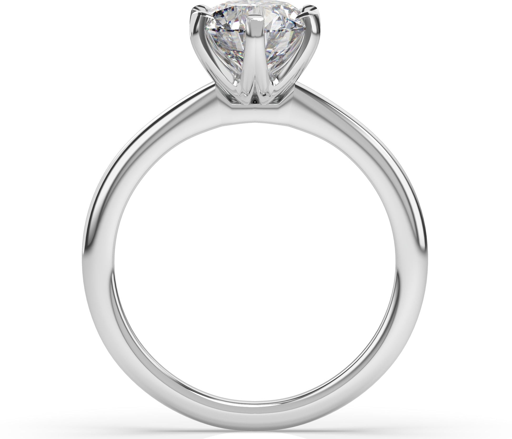 Six Claw White Gold Round Brilliant Solitaire Engagement Ring