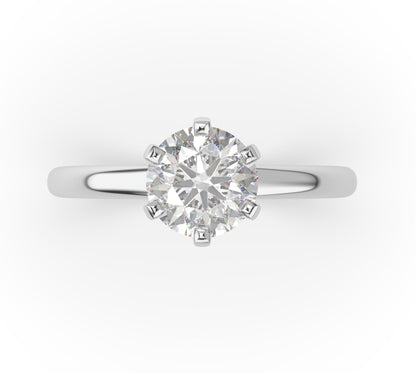 Six Claw White Gold Round Brilliant Solitaire Engagement Ring