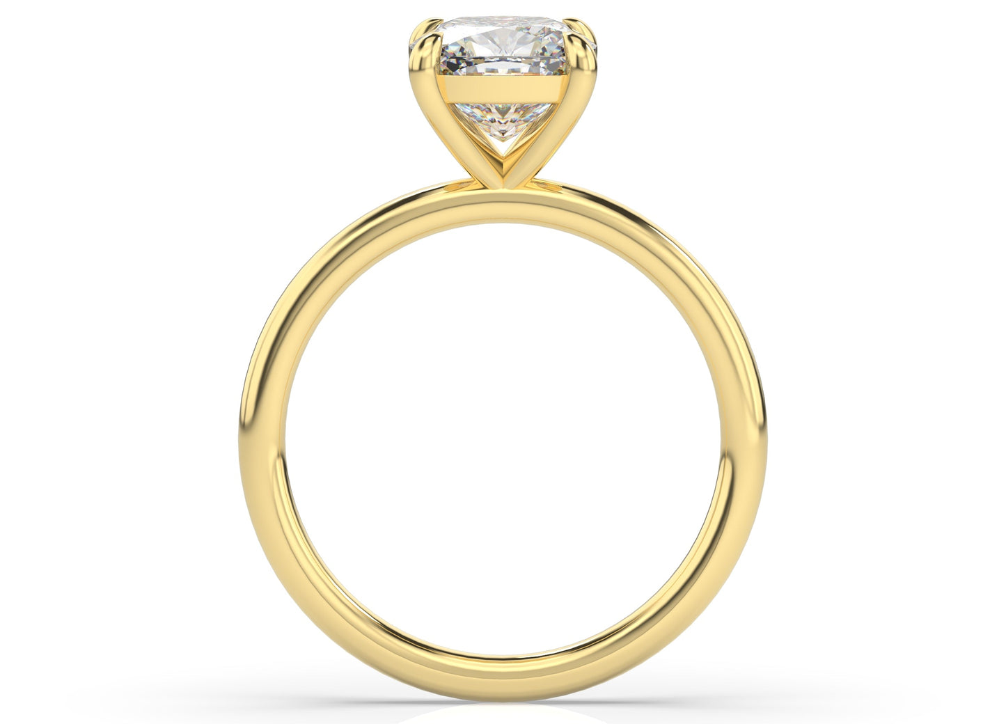 Four Claw Yellow Gold Cushion Solitaire Engagement Ring