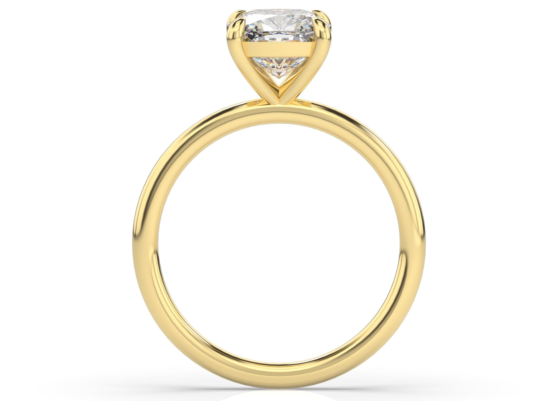 Four Claw Yellow Gold Cushion Solitaire Engagement Ring
