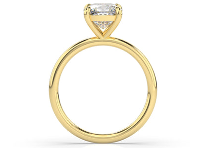 Four Claw Yellow Gold Cushion Solitaire Engagement Ring