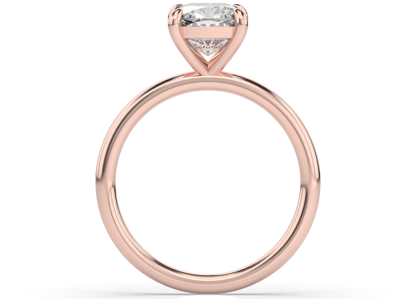 Four Claw Rose Gold Cushion Solitaire Engagement Ring
