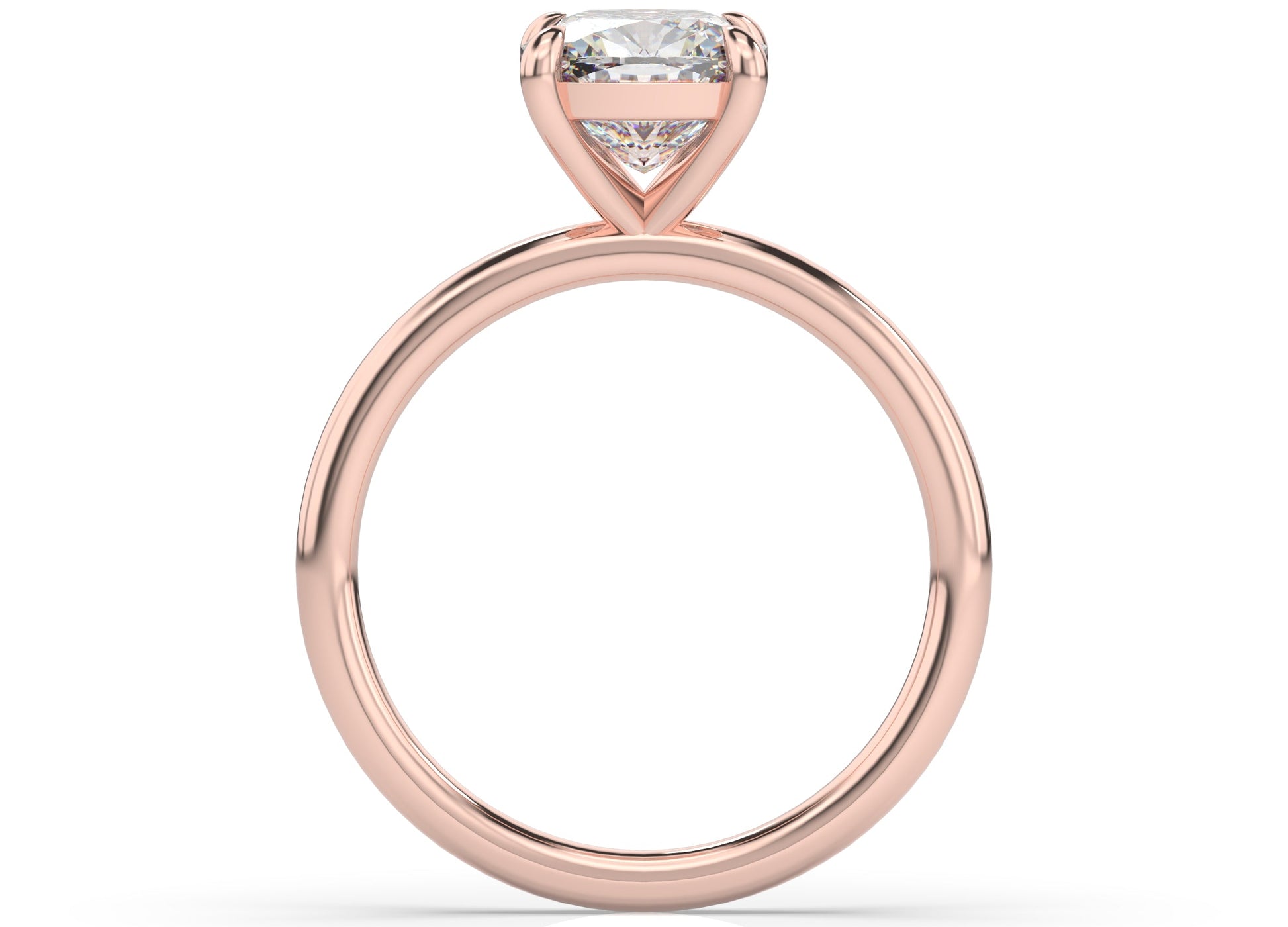 Four Claw Rose Gold Cushion Solitaire Engagement Ring