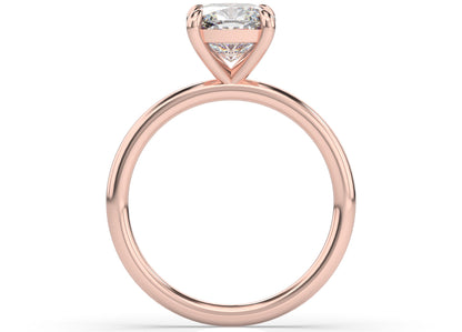 Four Claw Rose Gold Cushion Solitaire Engagement Ring