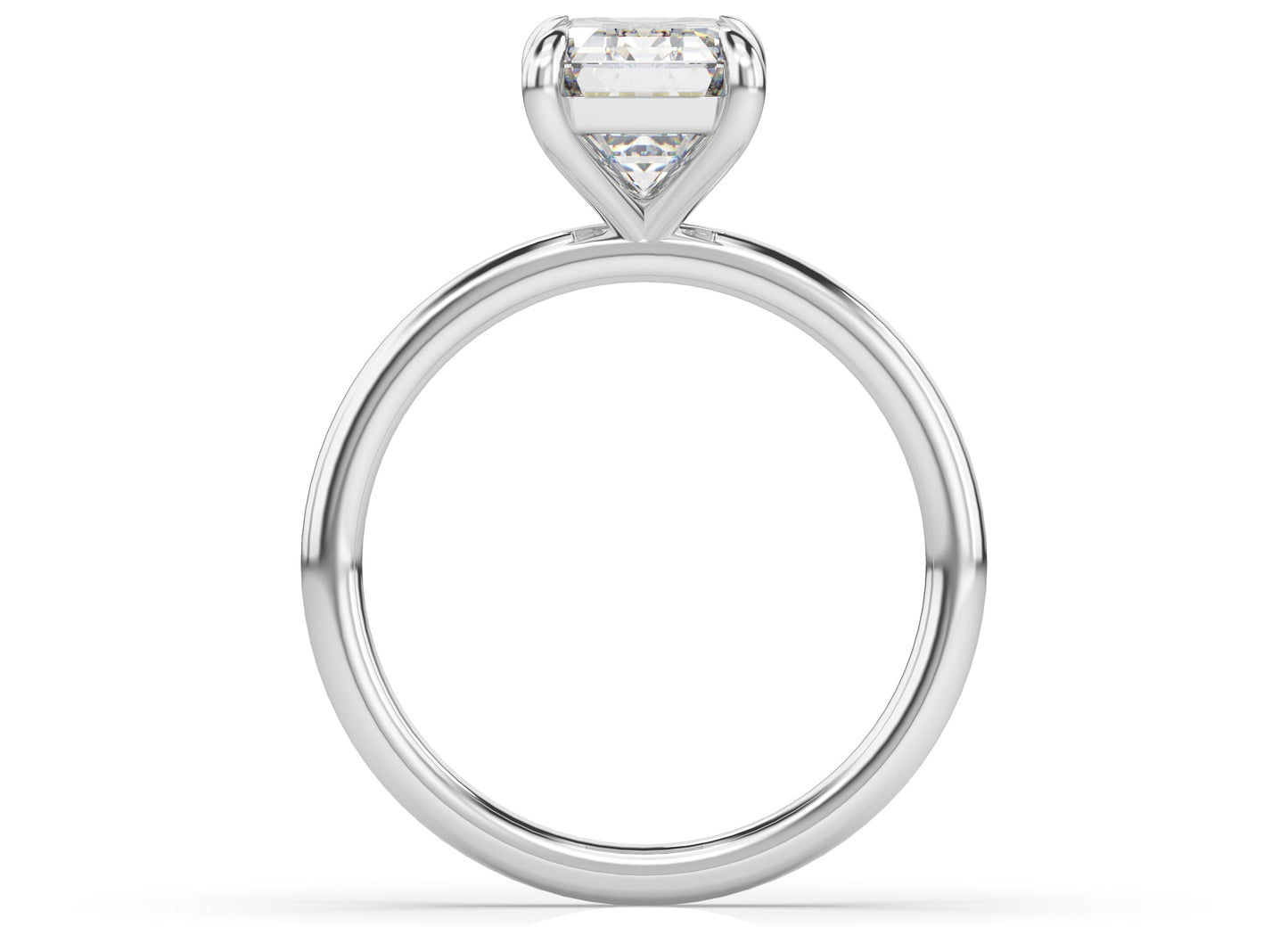 Four Claw White Gold Emerald Solitaire Engagement Ring