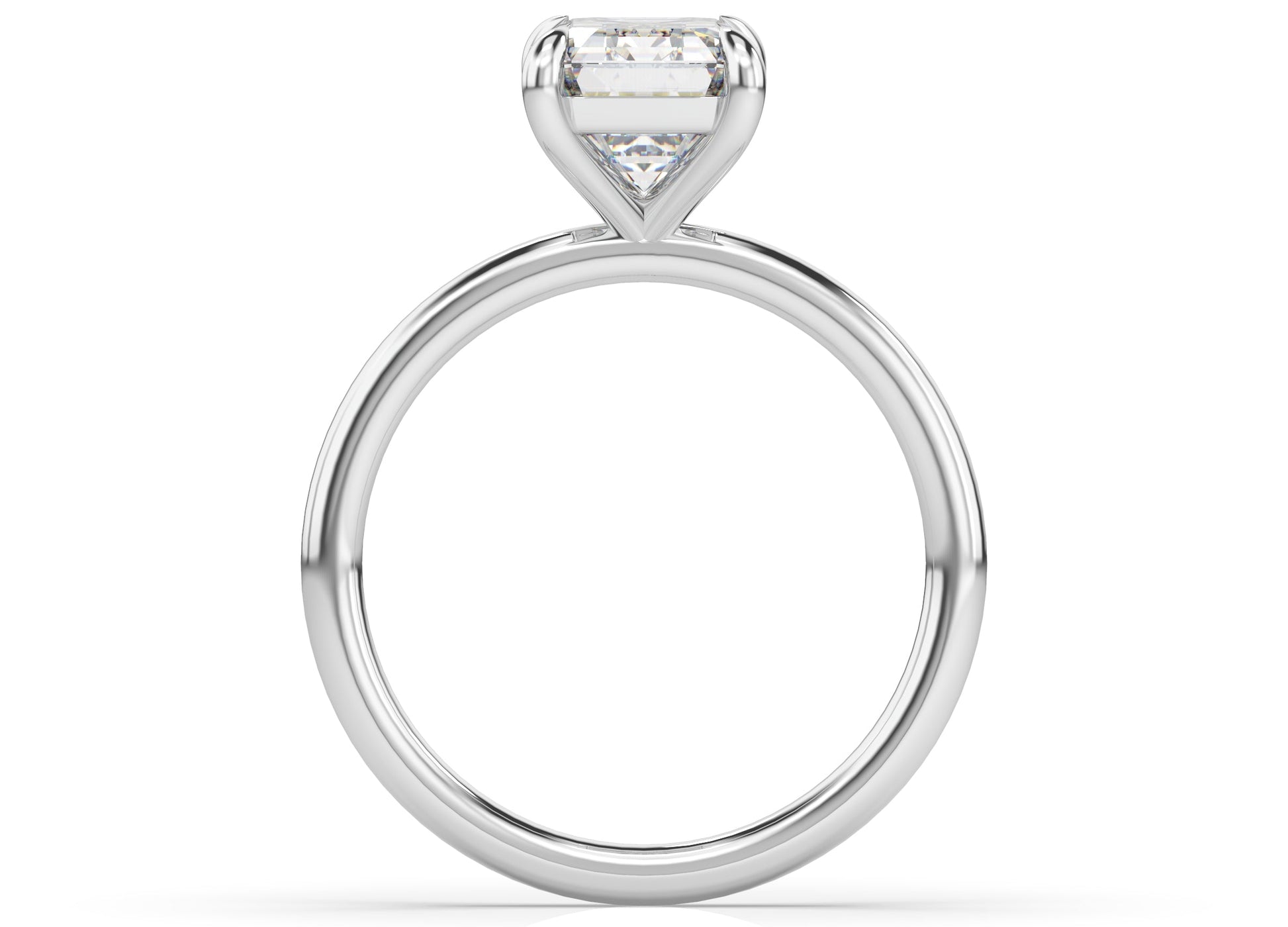Four Claw White Gold Emerald Solitaire Engagement Ring