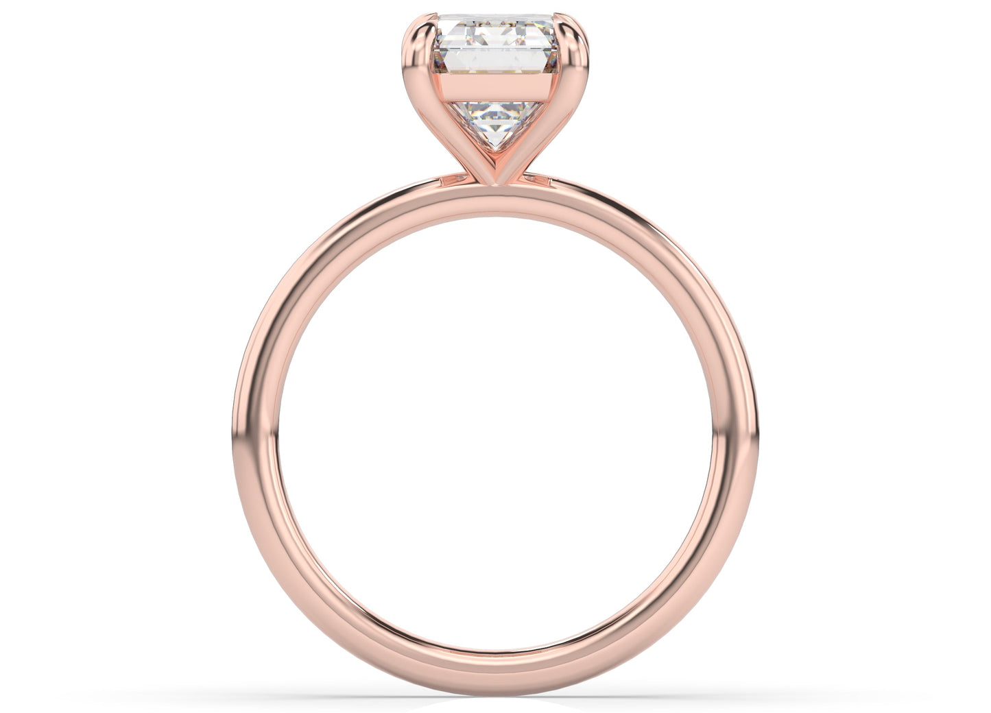 Four Claw Rose Gold Emerald Solitaire Engagement Ring