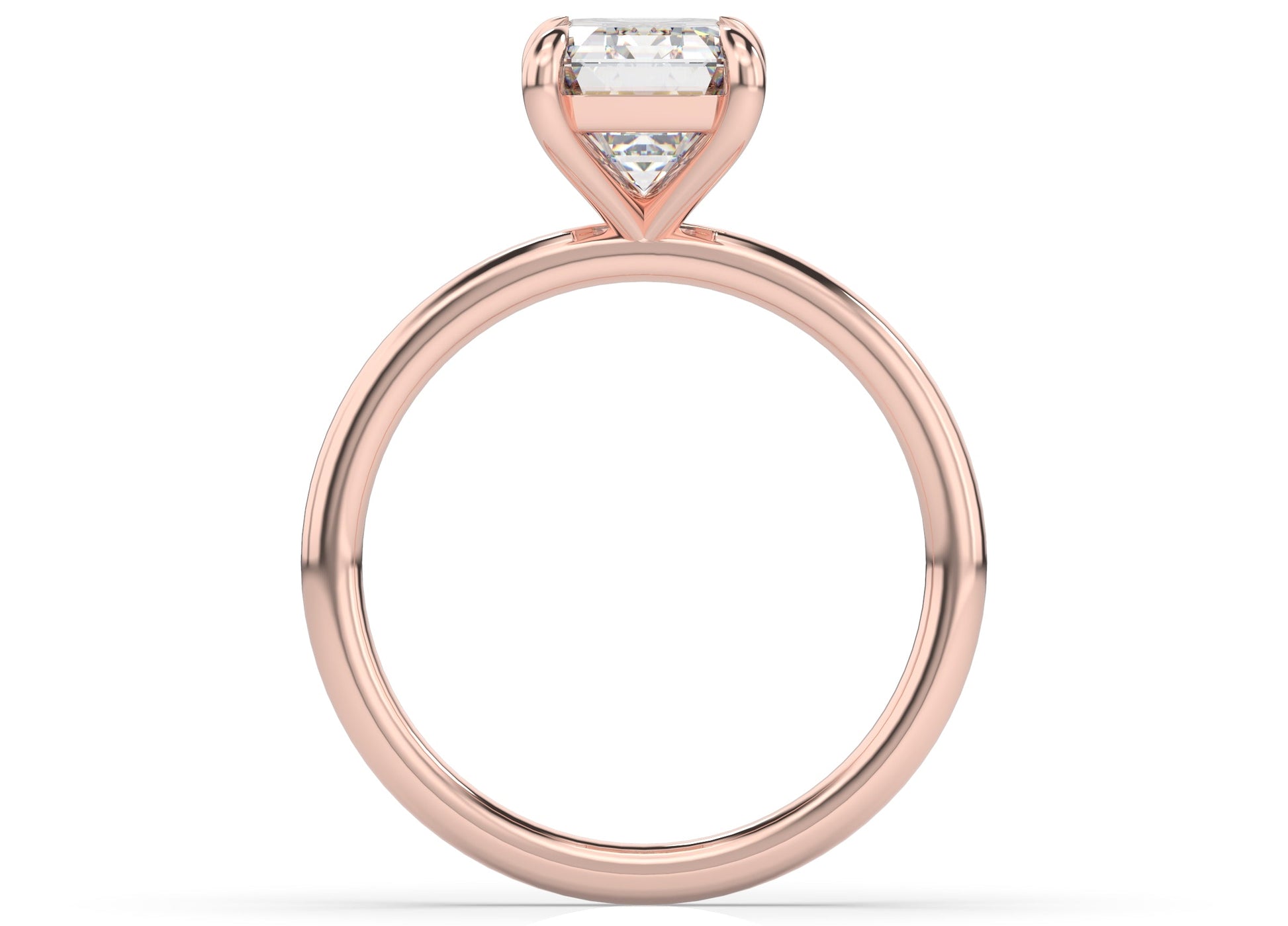 Four Claw Rose Gold Emerald Solitaire Engagement Ring