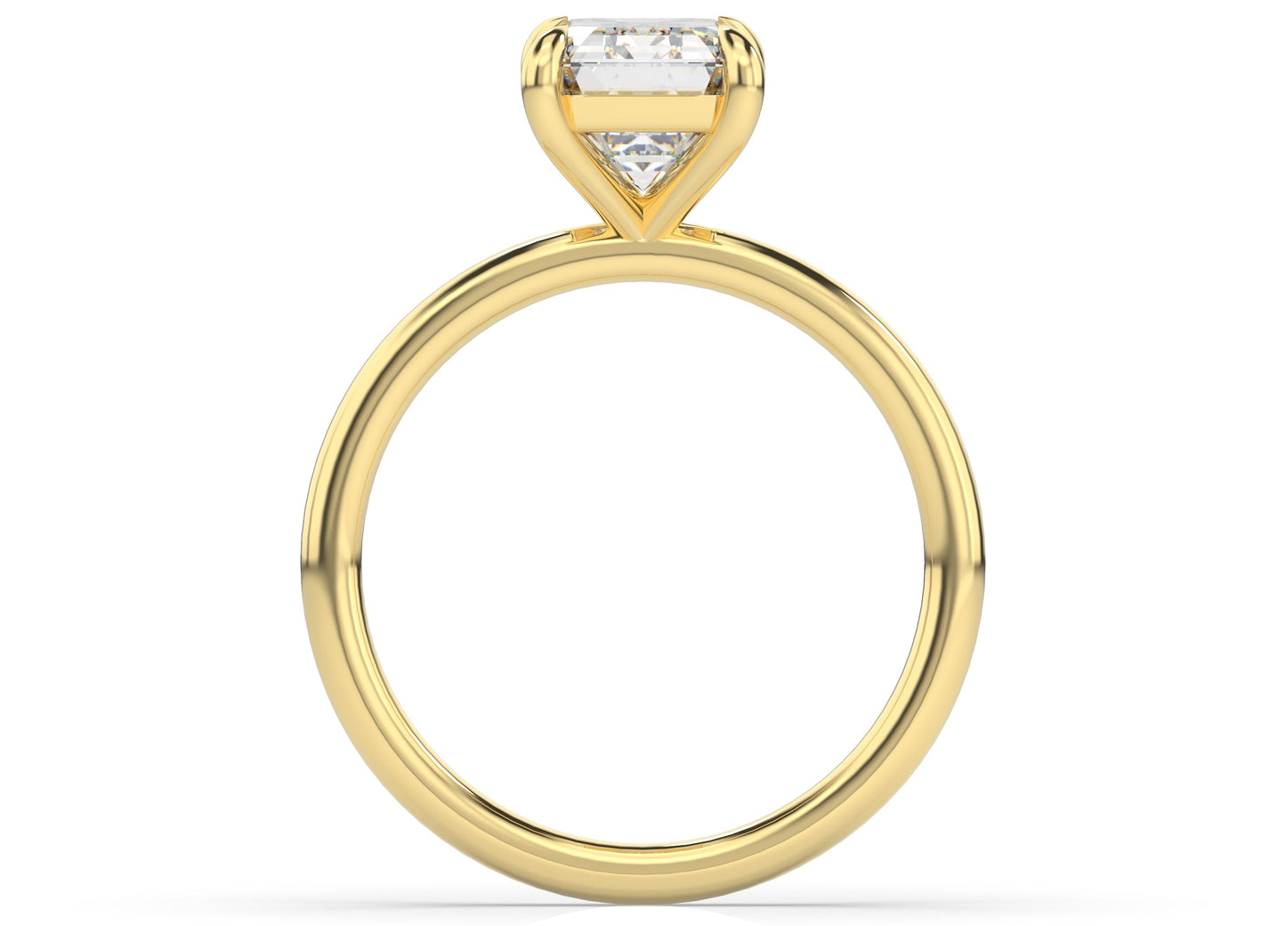 Four Claw Yellow Gold Emerald Solitaire Engagement Ring