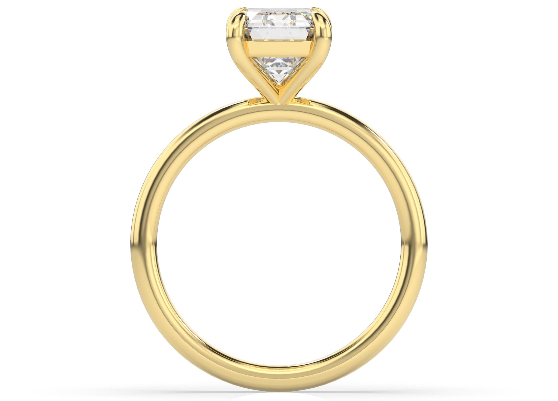 Four Claw Yellow Gold Emerald Solitaire Engagement Ring
