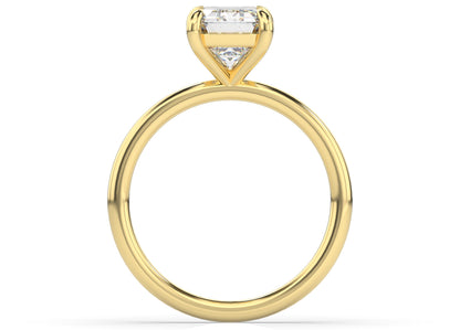 Four Claw Yellow Gold Emerald Solitaire Engagement Ring
