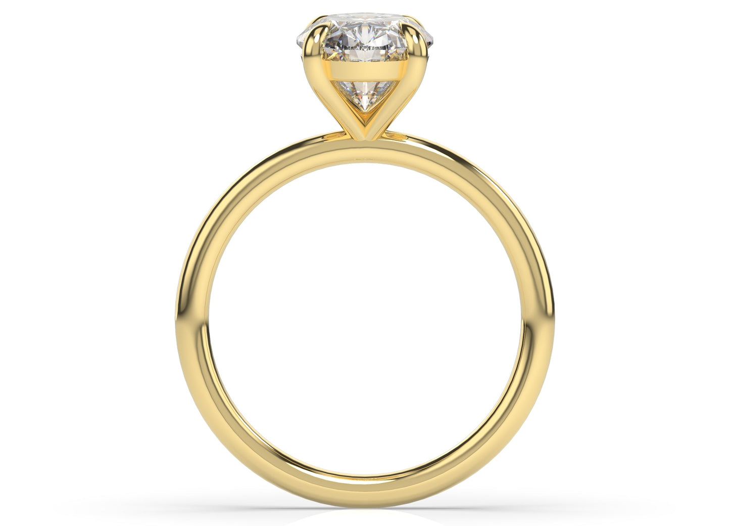 Four Claw Yellow Gold Oval Solitaire Engagement Ring