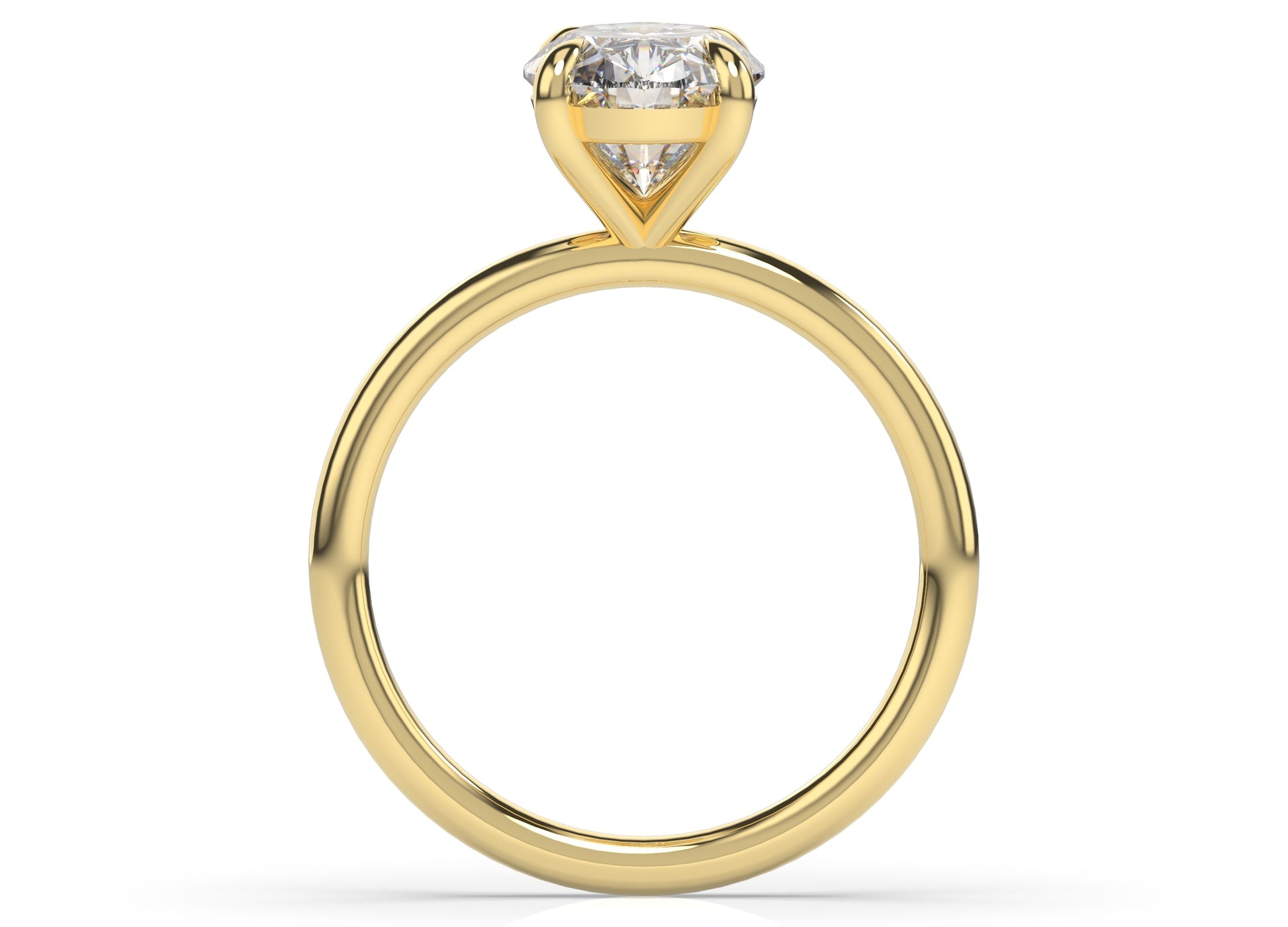 Four Claw Yellow Gold Oval Solitaire Engagement Ring