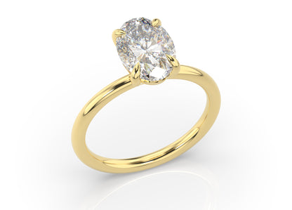 Four Claw Yellow Gold Oval Solitaire Engagement Ring